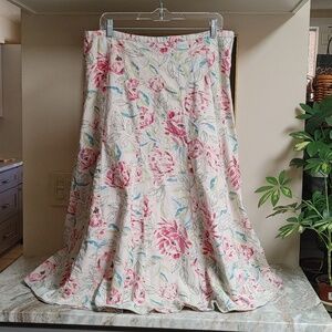 Marsh Landing Linen Cotton Paneled Flare Long Skirt Tan 14